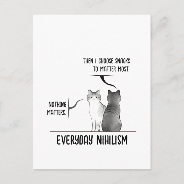 Cartão Postal Dark Humor Cat Everyday Nihilism Quote Introvert  (Frente)