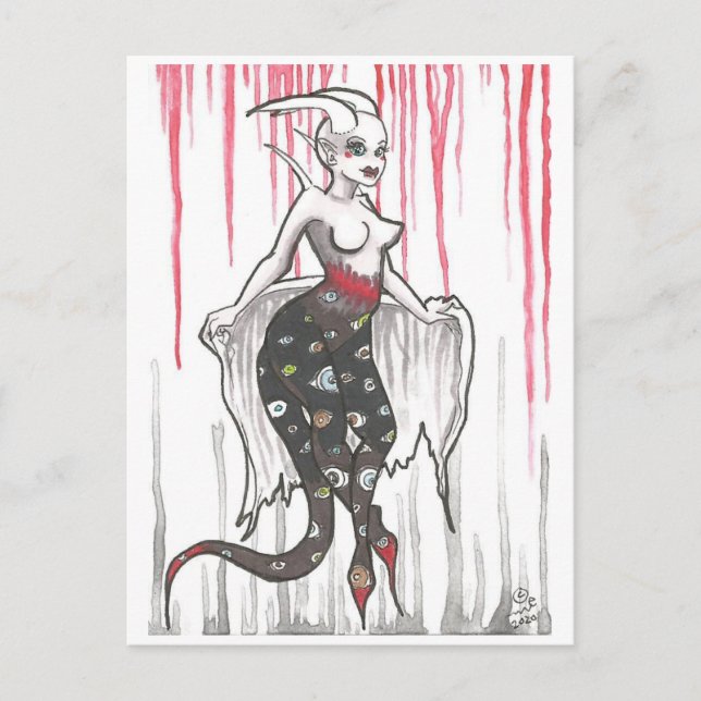 Cartão Postal Dark Nymph eyeball demon Cartoon Fantasy Art (Frente)