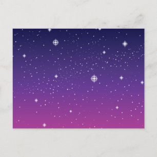 Cartão Postal Dark Purple Starry Night Sky