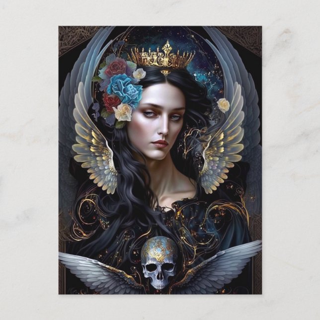 Cartão Postal Dark Queen Angel Fantasy Art (Frente)