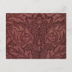 Cartão Postal Dark Red Acanthus Leaves (por William Morris)