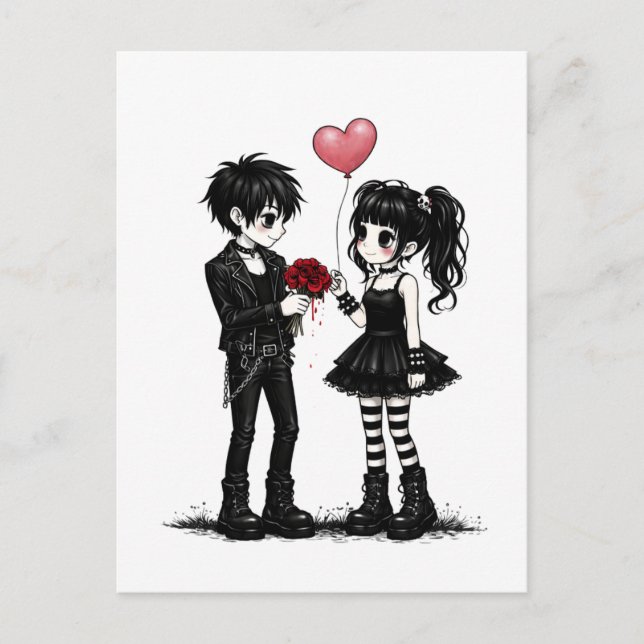 Cartão Postal Dark Romance Goth Valentine Postcard (Frente)