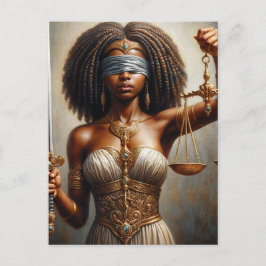 Cartão Postal  Dark-Skinned Lady Justice With Scales and Sword