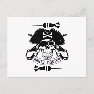 Cartão Postal Darts - Darts Master Skull