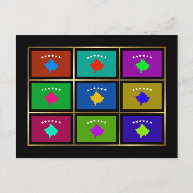 Cartão postal das bandeiras multicoloridas do Koso (Frente)