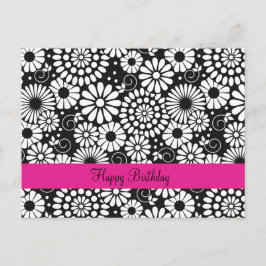 Cartão postal das flores brancas pretas