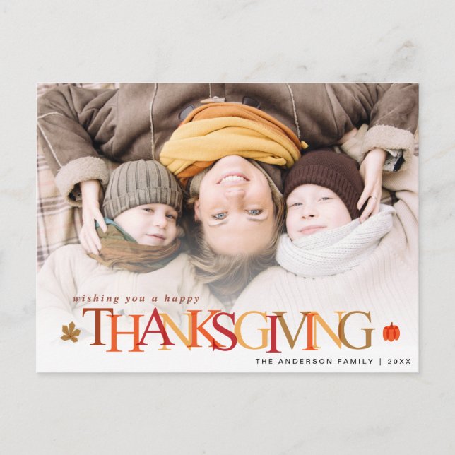 cartão postal das fotos de Ação de Graças (Frente)
