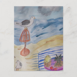 Cartão postal das gaivotas na praia