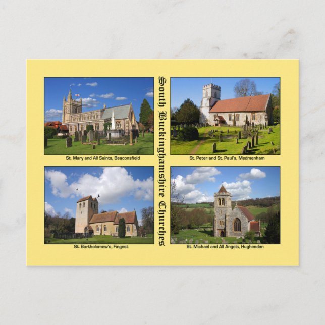 Cartão Postal das Igrejas de Buckinghamshire (Frente)