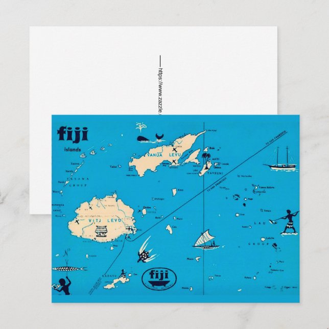 Cartão postal das Ilhas Fiji (Frente/Verso)