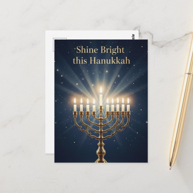 Cartão postal das Luzes de Hanukkah (Frente/Verso In Situ)