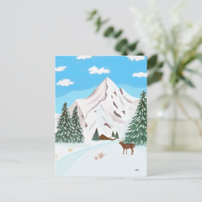Cartão Postal das Montanhas Nevadas (Em pé/Frente)
