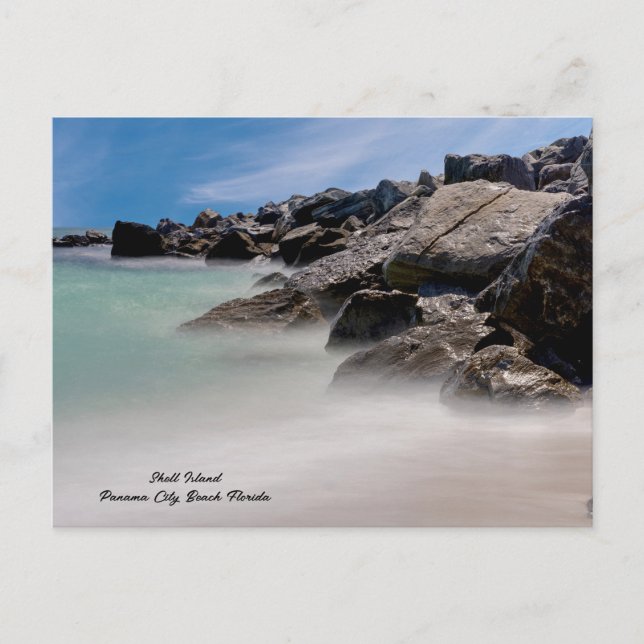 Cartão Postal das Rochas e Ondas da Ilha Shell (Frente)
