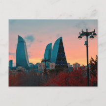 Cartão postal das torres de Baku