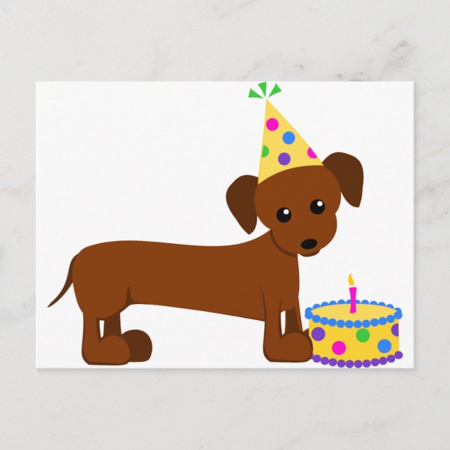 Cartão Postal DaschundBDay (Frente)