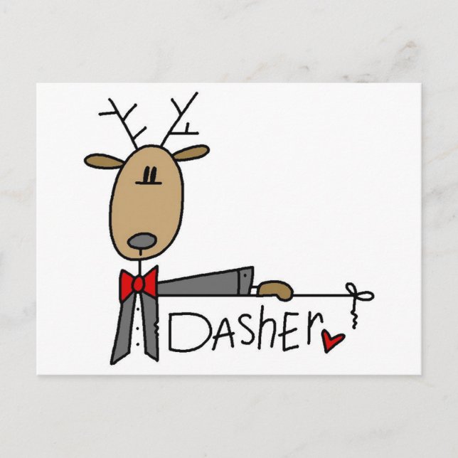 Cartão Postal Dasher Reindeer Camisetas e presentes (Frente)