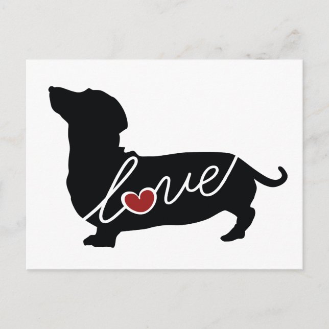 Cartão Postal Dashund Wiener Dog Love (Frente)