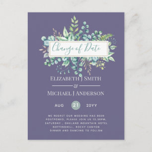 Cartão Postal Data da Alteração do Evento Verde Eucalyptus