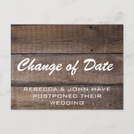 Cartão Postal Data de Adiamento do Casamento de Madeira Rustic