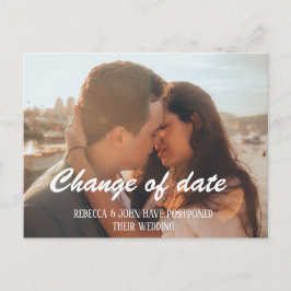 Cartão Postal Data de Alteração Adiada de Casamento de Foto Simp