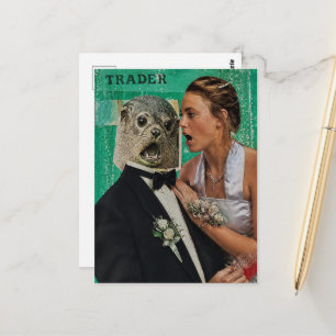 Cartão Postal Data de Baile Surrealista Colagem Mídia Mista