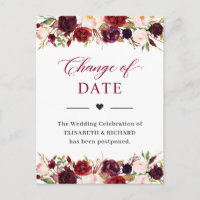 Data do Casamento Adiada Floral Bege Vermelho Borg