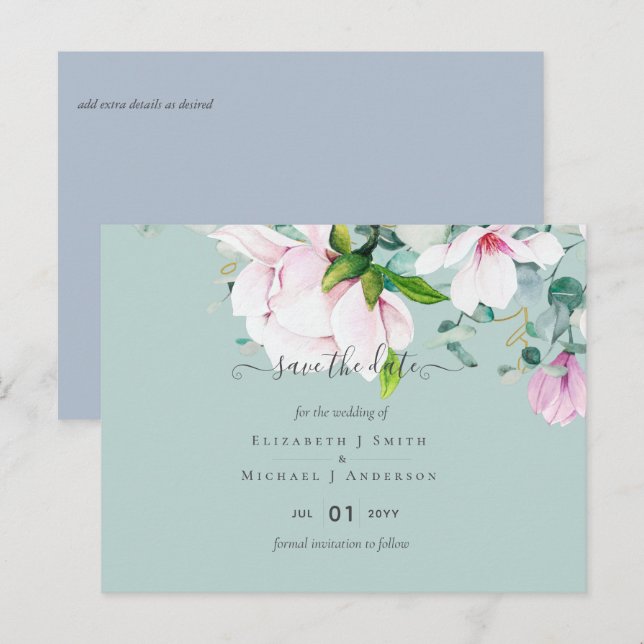 Cartão Postal Datas de Salvamento do Casamento Eucalyptus de Mag (Frente/Verso)