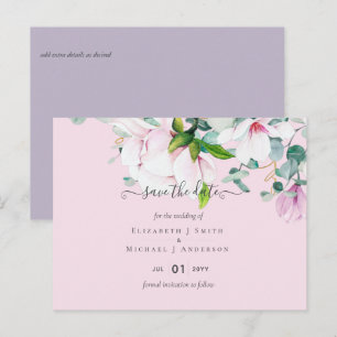 Cartão Postal Datas de Salvamento do Casamento Eucalyptus Lilac