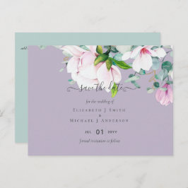 Cartão Postal Datas de Salvamento do Casamento Eucalyptus Lilac 