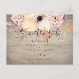 Cartão Postal Datas de Salvamento do Casamento Floral Rosa-Esbra