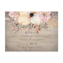 Datas de Salvamento do Casamento Floral Rosa-Esbra