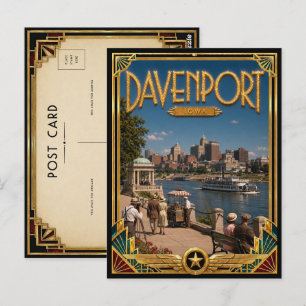 Cartão Postal Davenport Iowa Vintage Art Deco Era de Ouro