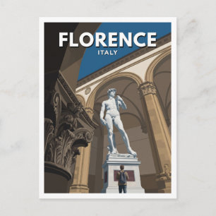 Cartão Postal David de Michelangelo sob Arcos Renascentistas