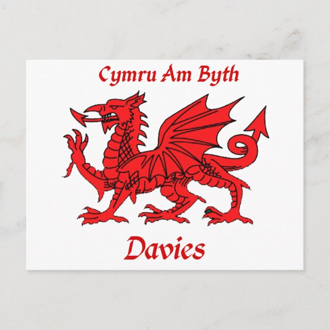 Cartão Postal Davies Welsh Dragon (Frente)