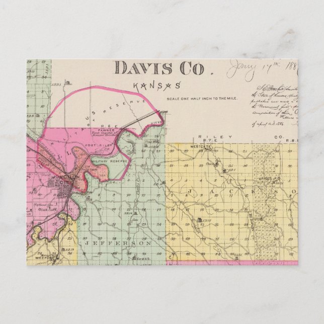 Cartão Postal Davis County, Kansas (Frente)