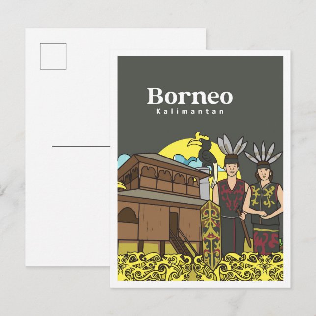 Cartão Postal Dayak Borneo Kalimanta Indonesia Travel (Frente/Verso)