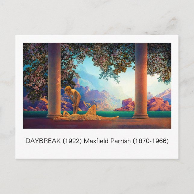 Cartão Postal DAYBREAK Maxfield Parrish 1922 ... 2025 (Frente)