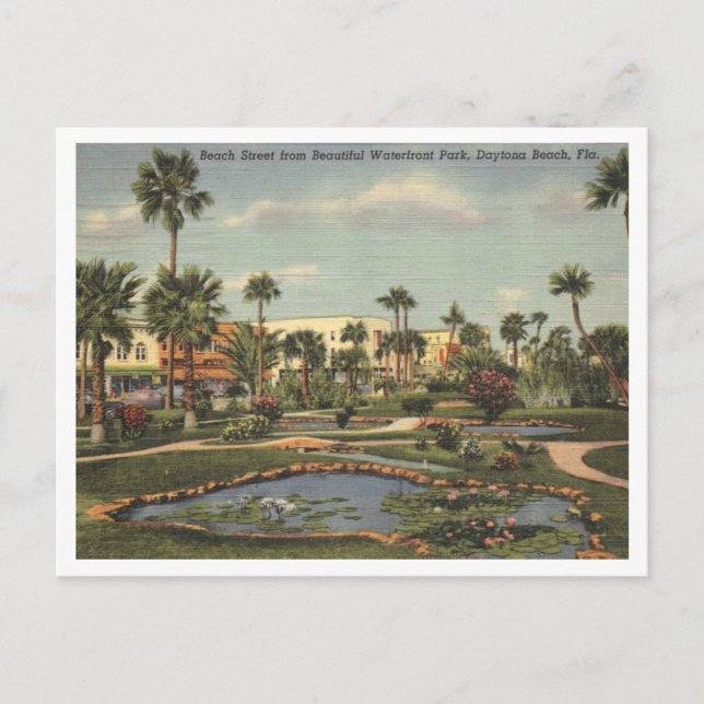 Cartão Postal Daytona Beach FL, Beach Street View, 1950 Inspirad (Frente)