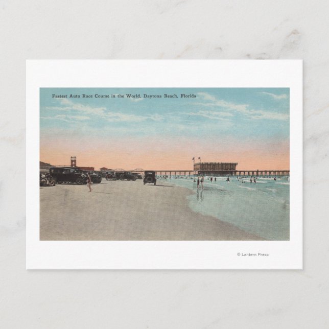 Cartão Postal Daytona, FL - Vista da praia com Carros & (Frente)