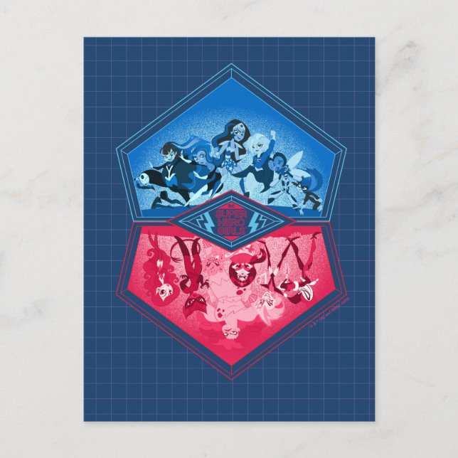 Cartão Postal DC Super Hero Girls Batalha de Trabalho em equipe (Frente)