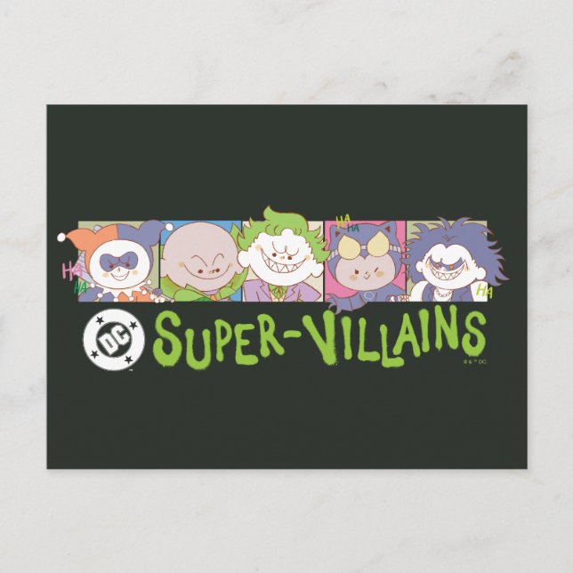 Cartão Postal DC Super-Villains Cartoon Lineup (Frente)