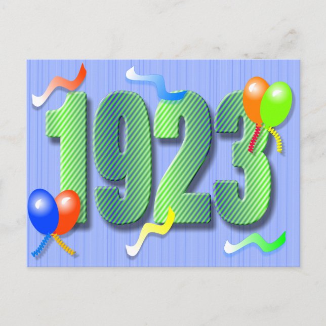 Cartão postal de 1923 de aniversário (Frente)