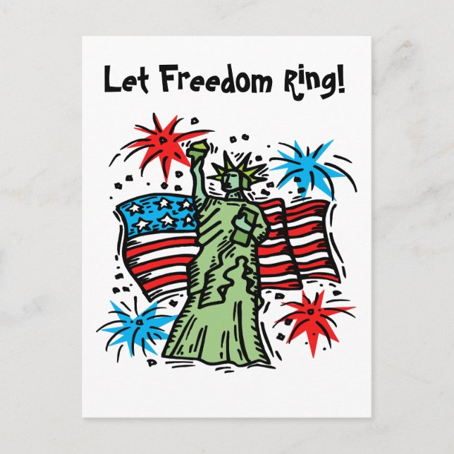 Cartão postal de 4 de julho: Lady Liberty (Frente)