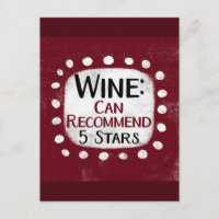 Cartão postal de 5 Estrelas para Revisão do Vinho