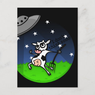 CARTÃO POSTAL DE ABDUÇÃO DE UFO DE VACA DE CART