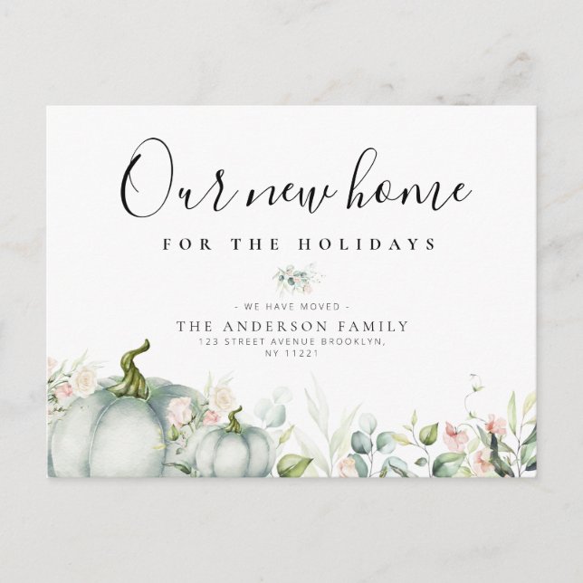 Cartão postal de abóbora em aquarela floral para o (Frente)