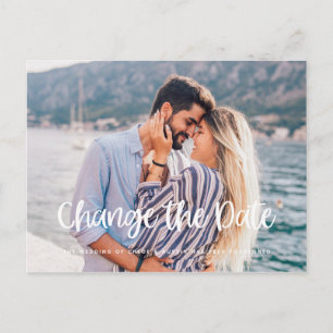 Cartão postal de adiamento de casamento de planos