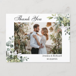 Cartão postal de agradecimento aquarela de eucalip