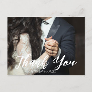 Cartão postal de agradecimento de casamento com le
