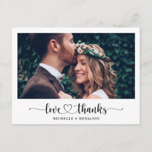 Cartão postal de agradecimento de casamento simple
